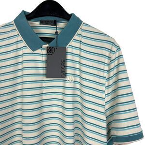 G/FORE Mens XXL Stone Perforated Stripe Banded Sleeve Tech Jersey Polo Golf $120